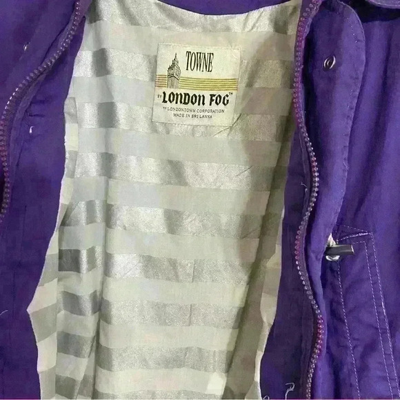 Towne by London Fog Women’s Utility Jacket Size S Purple Silver Lightweight Fall - Picture 11 of 13